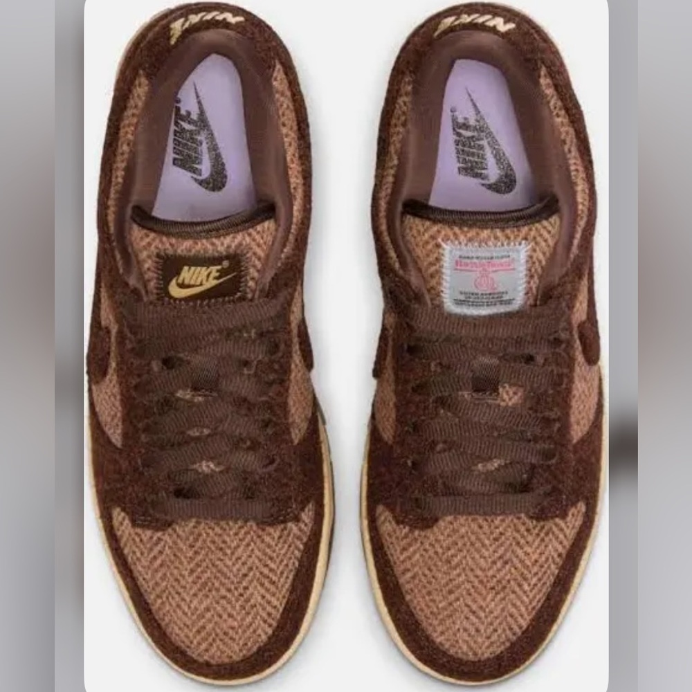 NIB Nike Women's Dunk Low x Harris Tweed® Sesame & Violet Mist- W9 - Picture 4 of 5